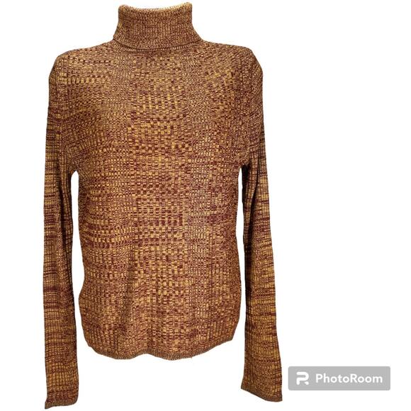 Topshop Sweaters - Topshop Womens Sz 6 Red Yellow Turtle Neck Long Sleeve Pullover Jumper Top